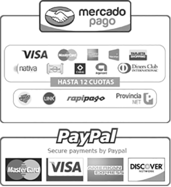 Formas de pago: Rapipago, PagoFacil, Visa, PayPal, Link, Banelco